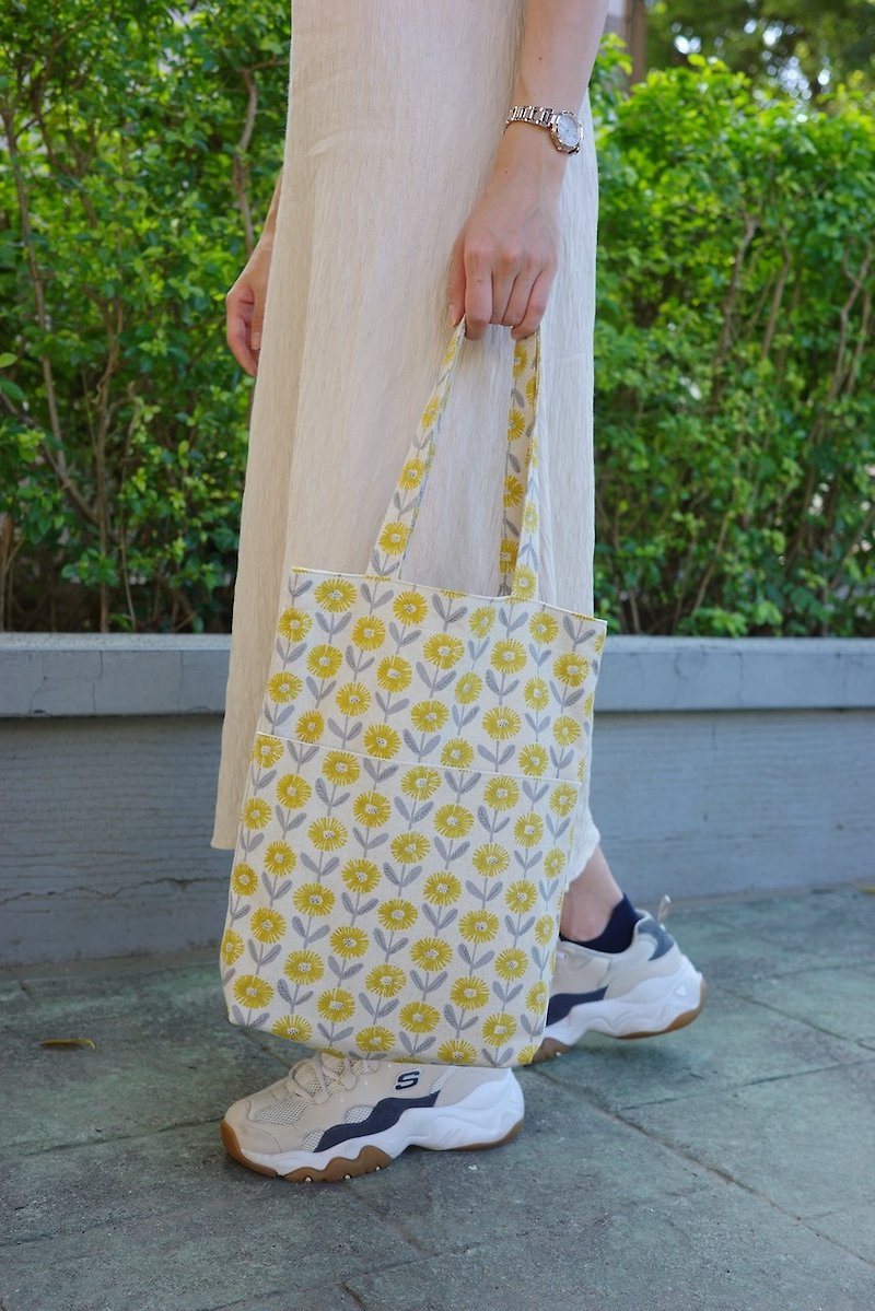 Dandelion Dandelion Original Color Yellow Flower - A4 Side Backpack A4 Book Bag Side Backpack Tote | Haibai - Messenger Bags & Sling Bags - Cotton & Hemp 