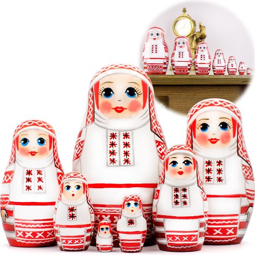 布列斯特纪念品厂 - 套娃 Russian Nesting Dolls Set 7 pcs - Matryoshka Doll in Belarusian Folk Clothes