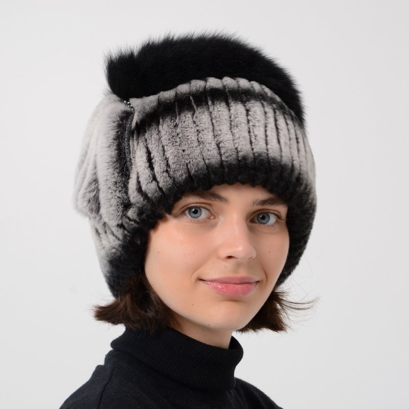 Women Rabbit Fur Hat Knit Real Fur Hat Winter Wool Hat Warm Fur Pom Pom Hat - 帽子 - 羊毛 多色