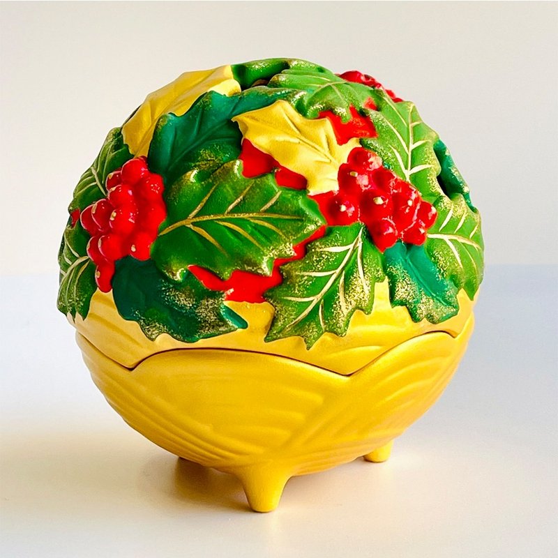 瀨戶燒-須原陶瓷工房 錦彩時令玲瓏盒(柊) - 擺飾/家飾品 - 陶 金色