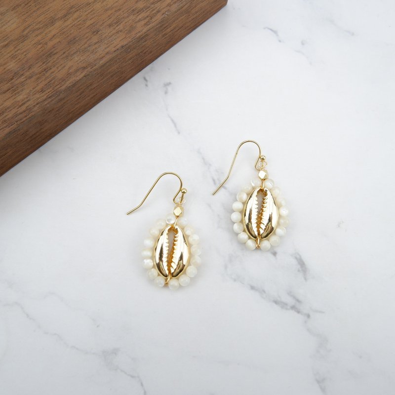 Sea Shell  Wire  Earring - Earrings & Clip-ons - Shell Gold