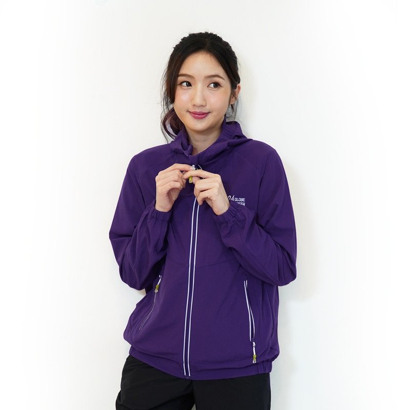 中性款防風防潑水抗UV反光連帽外套GJ10019深紫 - 女大衣/外套 - 聚酯纖維 紫色