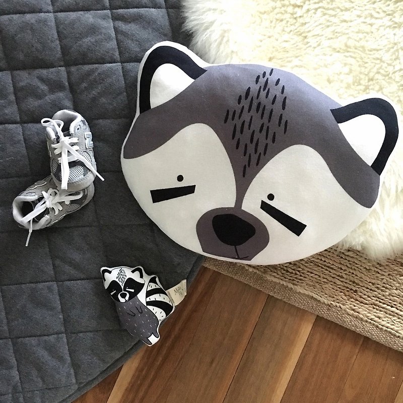 Mister Fly Animal Shape Pillow - Raccoon MFLY045 - Baby Gift Sets - Cotton & Hemp Gray