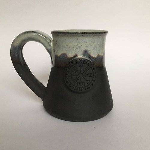 Reiter Crafts Vegvisir black, lemon and lavender stoneware mug
