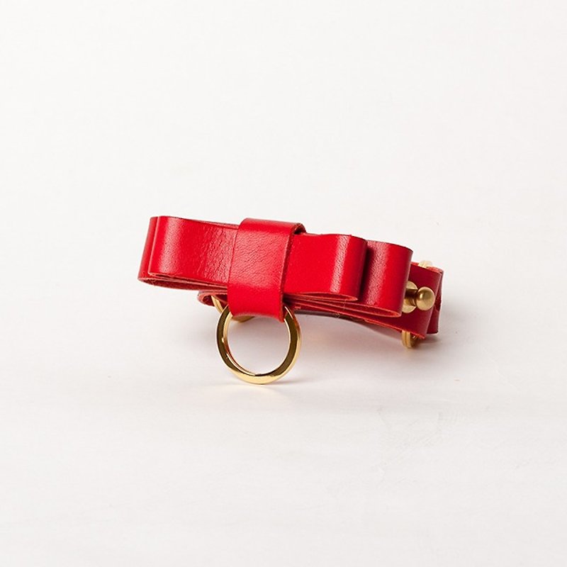 REAL LEATHER BOW BRACELET  --  RED - 手鍊/手鐲 - 真皮 紅色