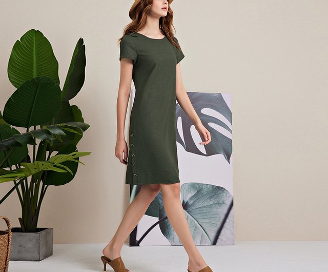 olive green one piece dress