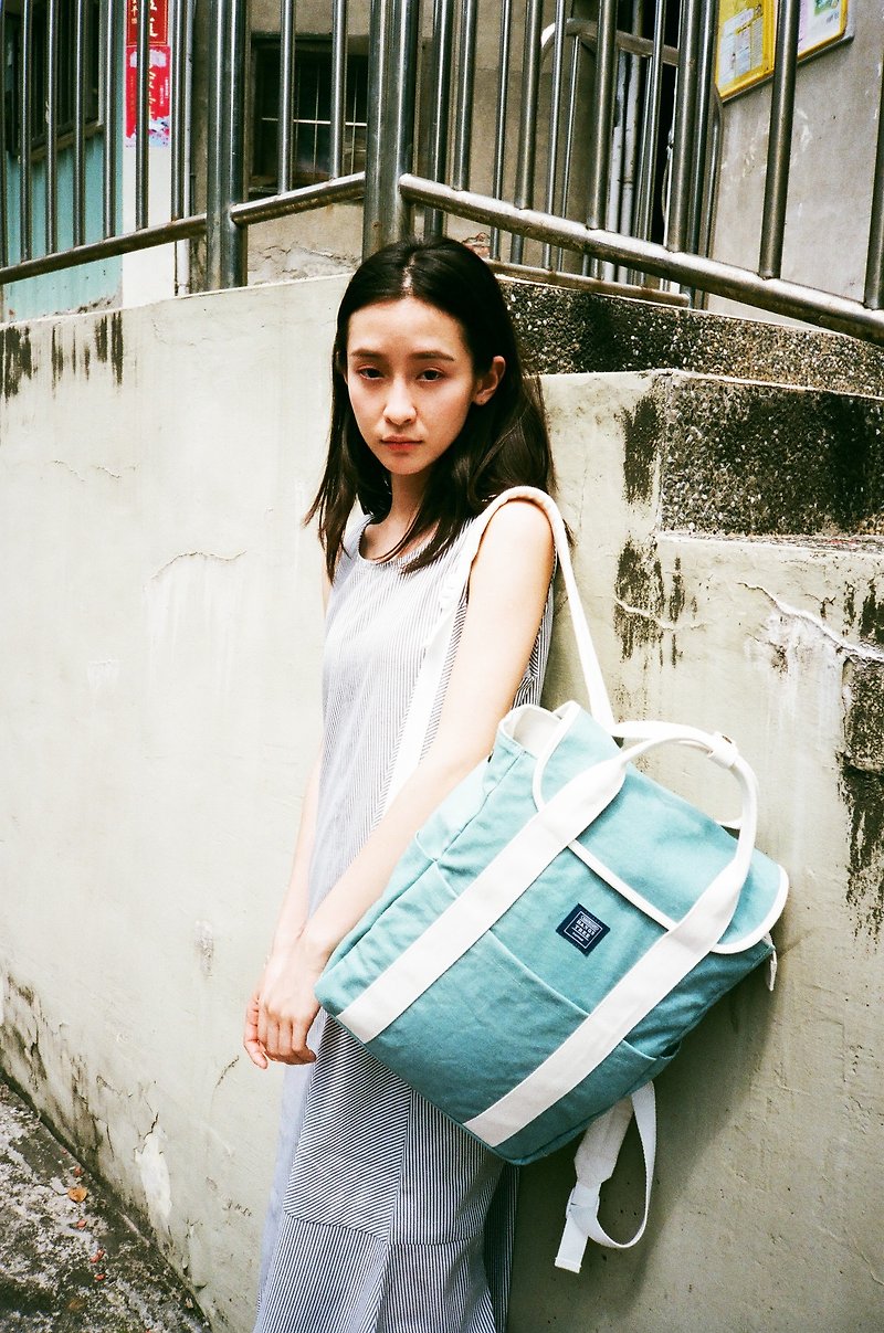 Canvas backpack _ lake water green. White (limited color / stock) - Backpacks - Cotton & Hemp Green