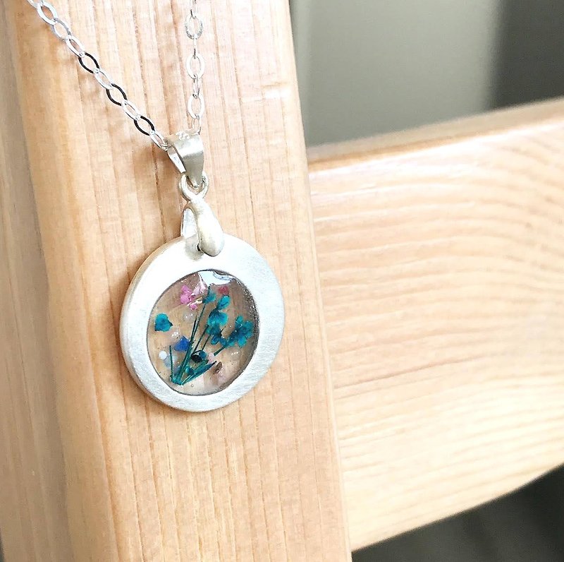 /Bubbles Garden/silver necklace - handmade‧ gift‧ dry flower - สร้อยคอ - เงิน สีเงิน