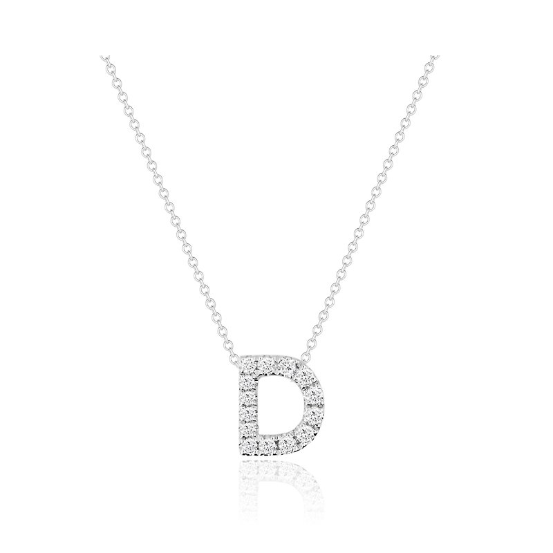 D - Alphabet Necklace | 14K金真鑽項鍊 - 項鍊 - 鑽石 