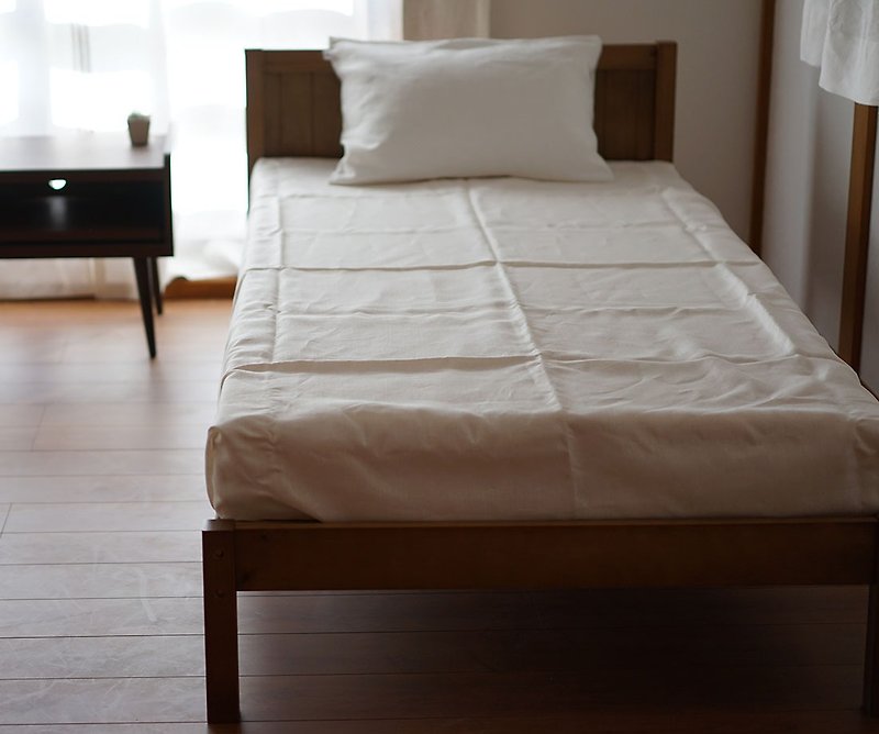wafu - 亞麻寢具 linen sheets / single / flat sheet / white r001a-wht3 - Bedding - Cotton & Hemp White