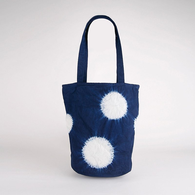 Mushroom MOGU/Handmade Natural Dyeing/Cotton/Camellia - Messenger Bags & Sling Bags - Cotton & Hemp Blue