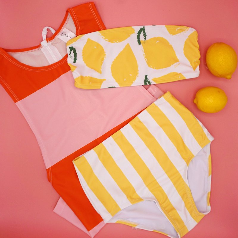 Lemonade - 3-piece swimsuit set (S – Chest 30-32inch Hips 34-36inch) - Women's Swimwear - Polyester Yellow