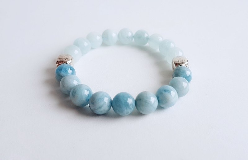 Gemstones ‧ Gemini Natural Ore Aquamarine 925 Sterling Silver ‧ Hands - Bracelets - Gemstone Blue