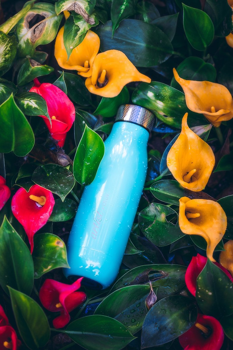 01LIV x wbottle 500ml不銹鋼雙層真空茶滤防漏保溫瓶環保杯藍色 - 保溫瓶/保溫杯 - 不鏽鋼 藍色