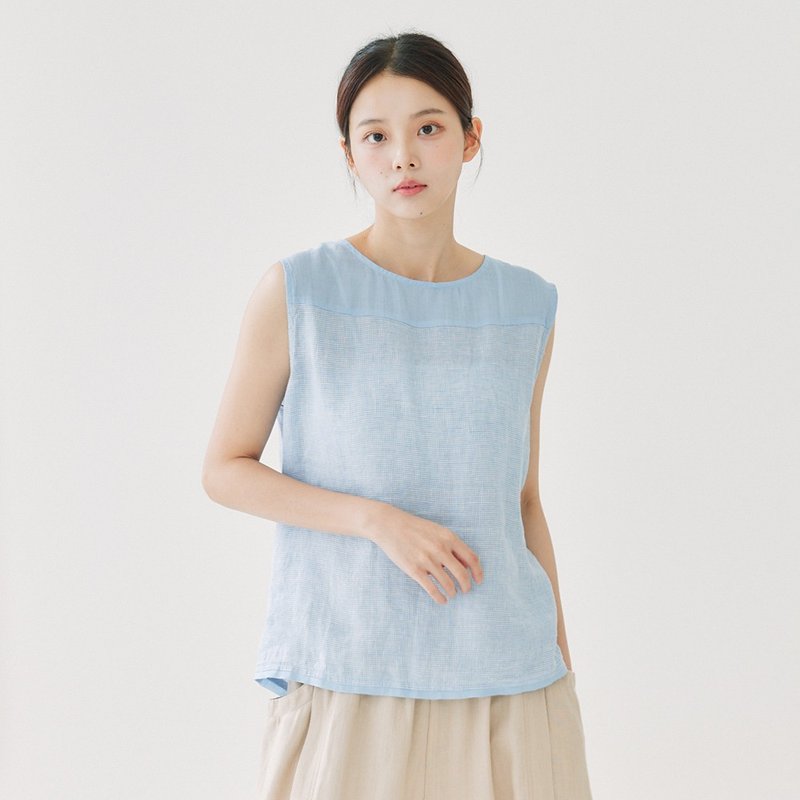 【Simply Yours】爽やか千鳥格子ベスト 青F - ベスト - コットン・麻 ブルー