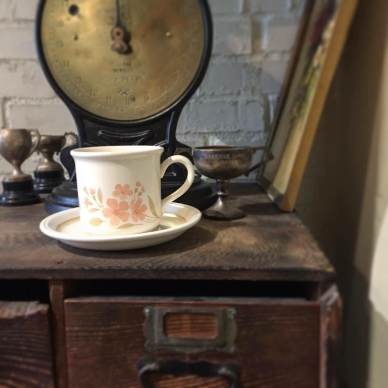 英國製 早期粉色系厚質復古花卉茶杯組 - 茶具/茶杯 - 瓷 