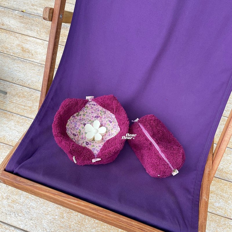 Mangosteen Terry Pouch - 化妝包/收納袋 - 棉．麻 紫色