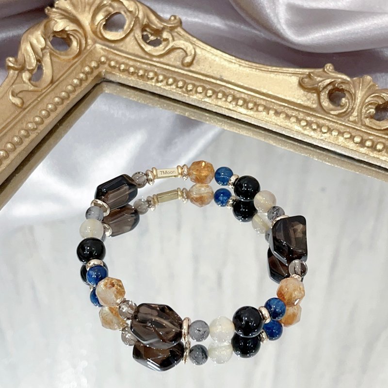 [Crystal Bracelet/Fight of Warriors] Citrine Blue Tiger Eye Black Hair Quartz Citrine Obsidian - Bracelets - Crystal 