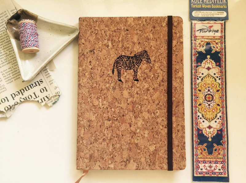 Zebra cork notebook eraser stamp*handmade*rubber stamp*handmade stamp*hand carved - สมุดบันทึก/สมุดปฏิทิน - กระดาษ สีนำ้ตาล