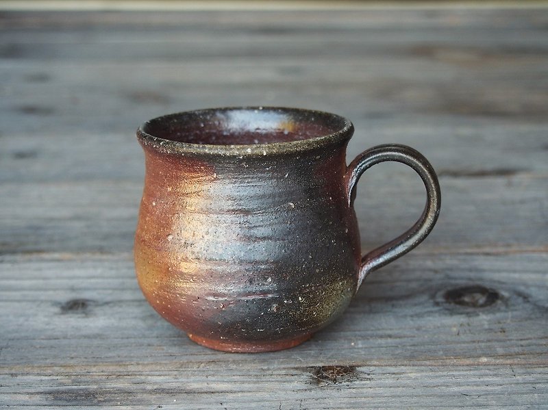 Bizen coffee cup (middle) Rocho eye c 6 - 045 - แก้วมัค/แก้วกาแฟ - ดินเผา สีนำ้ตาล