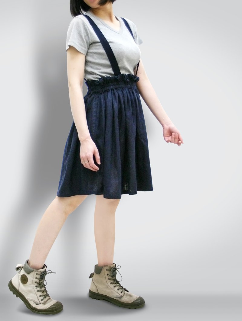 毛剪-鬆緊吊帶裙 - 裙子/長裙 - 棉．麻 