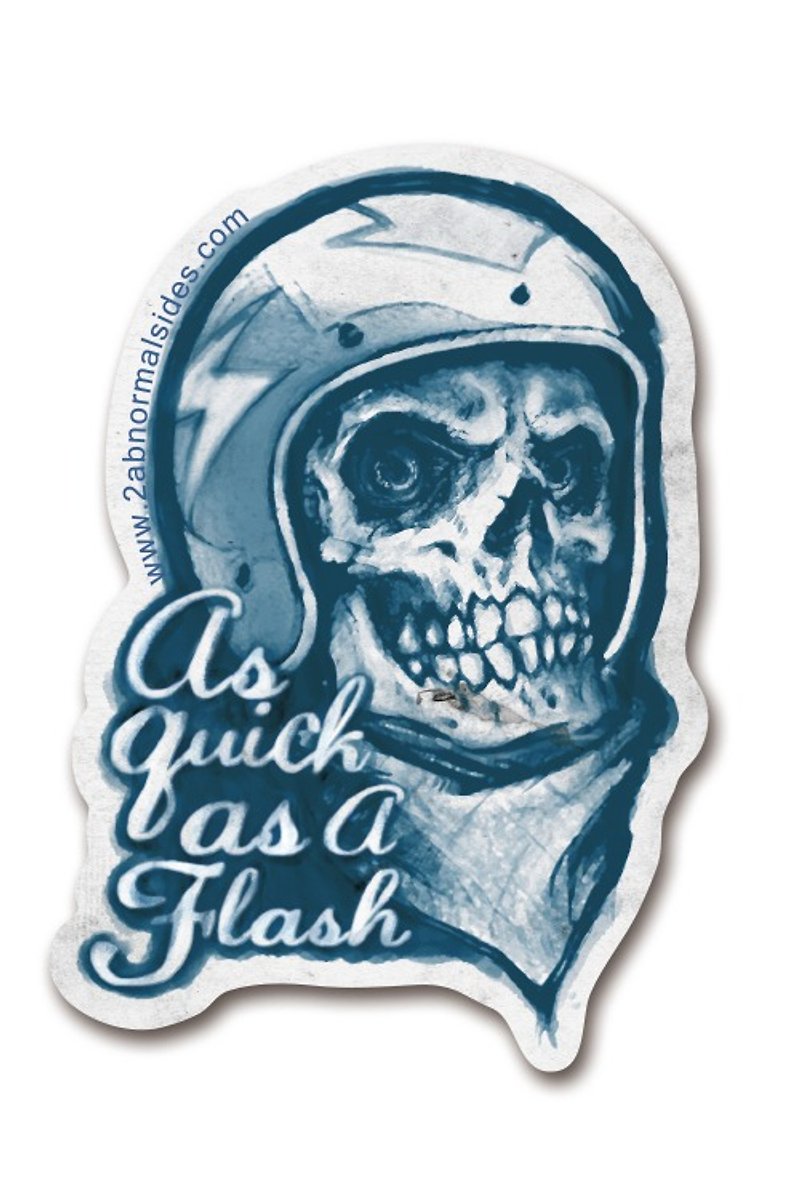 Helmet Skull 2AS Brand Sticker 安全帽骷髏2AS品牌防水抗UV貼紙 - 貼紙 - 紙 藍色