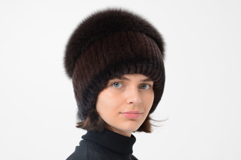 Real Rabbit Fur Hat Winter Real Fur Hat Warm Fur Pom Pom Hat Wool Hat Knit Hat - Hats & Caps - Wool Multicolor