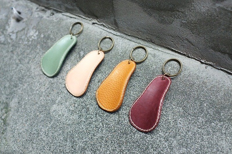 Mini colorful shoehorn [green lake] - Keychains - Genuine Leather Green