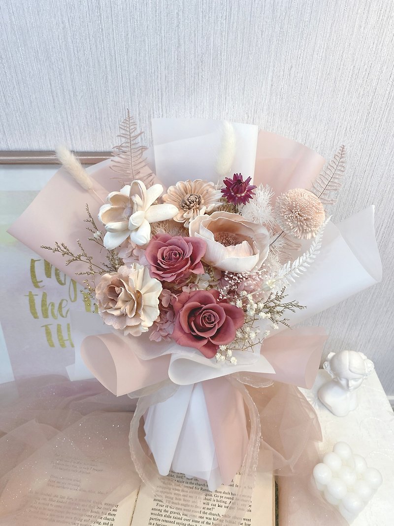 [Gentle and Preserved Flower Bouquet] Customized Preserved Flowers for Valentine’s Day Wedding Dried Flowers for Mother’s Day - ช่อดอกไม้แห้ง - พืช/ดอกไม้ หลากหลายสี