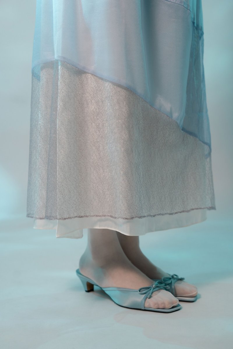 Sparkling sea spliced ​​long skirt-Xingzi co-branded model - กระโปรง - เส้นใยสังเคราะห์ หลากหลายสี