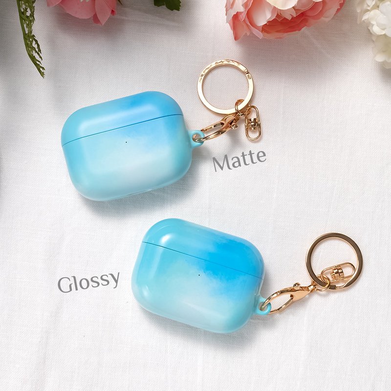 Clouds in Spring AirPods Pro 3 / Pro 2 / AirPods 4 Case - Headphones & Earbuds Storage - Plastic Blue