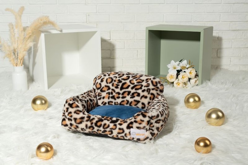 【もち和デザインペットソファ】犬猫ハウス/おしゃれなヒョウ柄～3色選択可能 - 寝具 - ポリエステル 多色