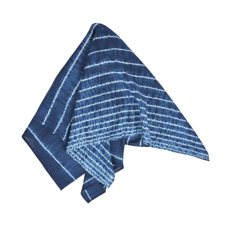 Blue Dyed Square Scarf-Between the Lines-Fair Trade - ผ้าเช็ดหน้า - ผ้าฝ้าย/ผ้าลินิน สีน้ำเงิน
