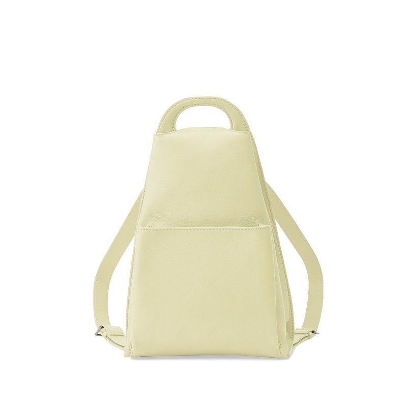 Sou backpack-cream yellow - กระเป๋าเป้สะพายหลัง - หนังแท้ สีเหลือง