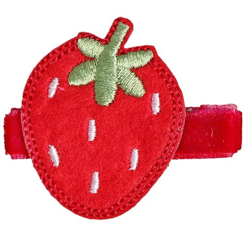 Strawberry Hair Clip Full Covered Fabric Handmade Hair Accessories Strawberry - Hair Accessories - Polyester Red