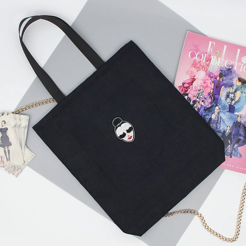 【Lady Girl】Suede cloth Tote/wrapped - กระเป๋าถือ - เส้นใยสังเคราะห์ สีดำ