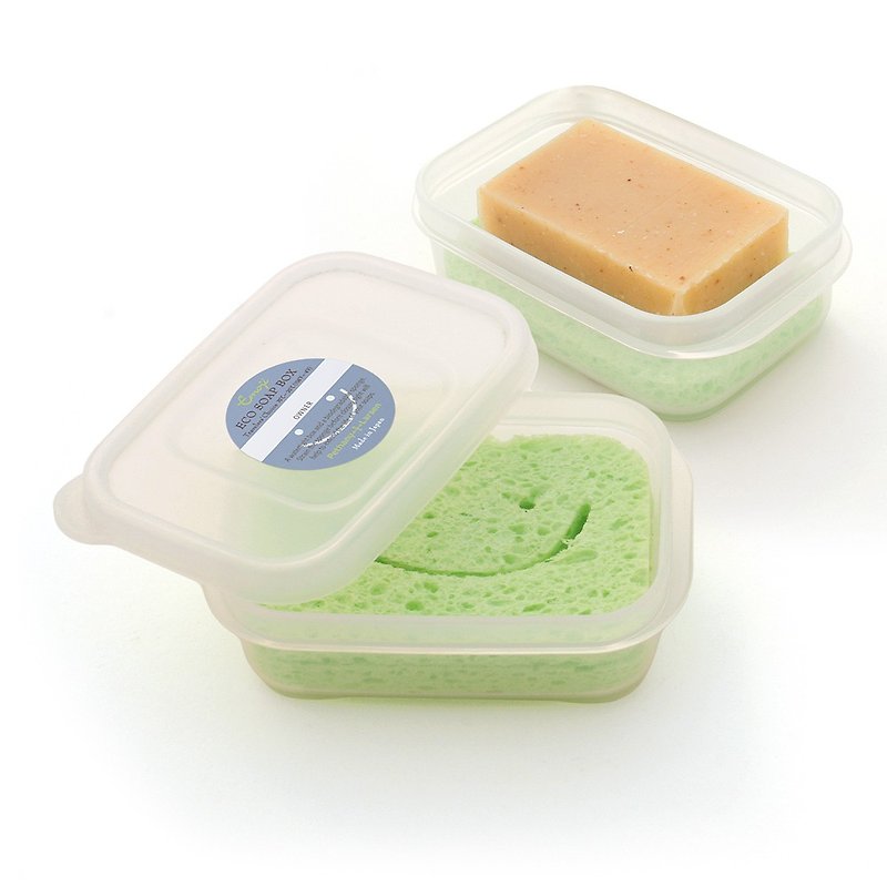 隨身旅行環保皂盒-杜松果色【環保旅伴】日本製/附海綿 - 臉部按摩 - 防水材質 藍色