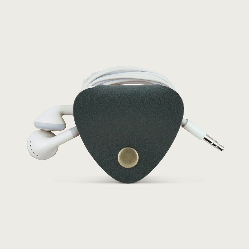 Headphone cable take-up/leather storage case - forest green - ที่เก็บสายไฟ/สายหูฟัง - หนังแท้ สีเขียว