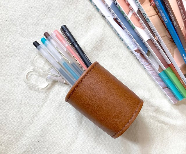 High quality leather pen bags handmade vegetable tanned leather cowhide bag  - Shop xiangfengshougong Pencil Cases - Pinkoi