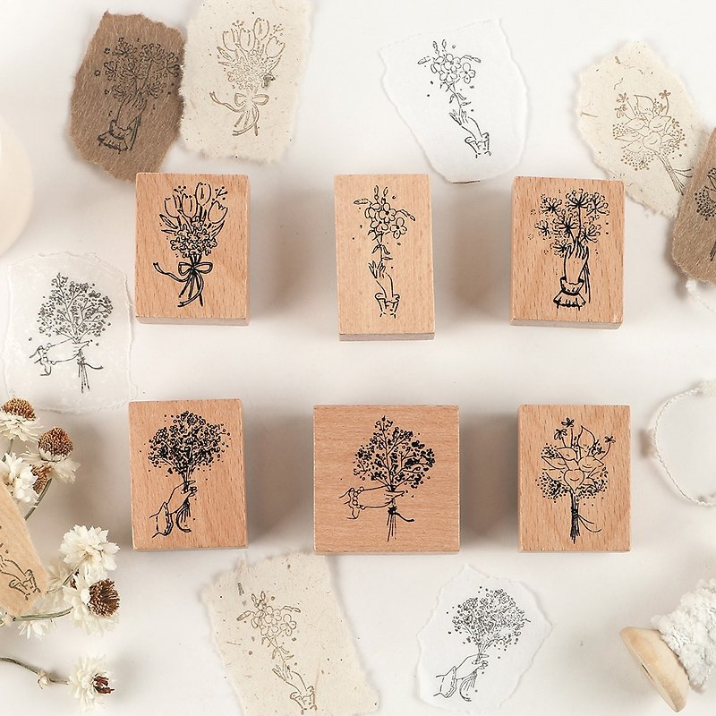Hisome Hi Mori Department House gives you a garden fresh literary flowers hand account decoration single easy to store seal - Stamps & Stamp Pads - Wood 