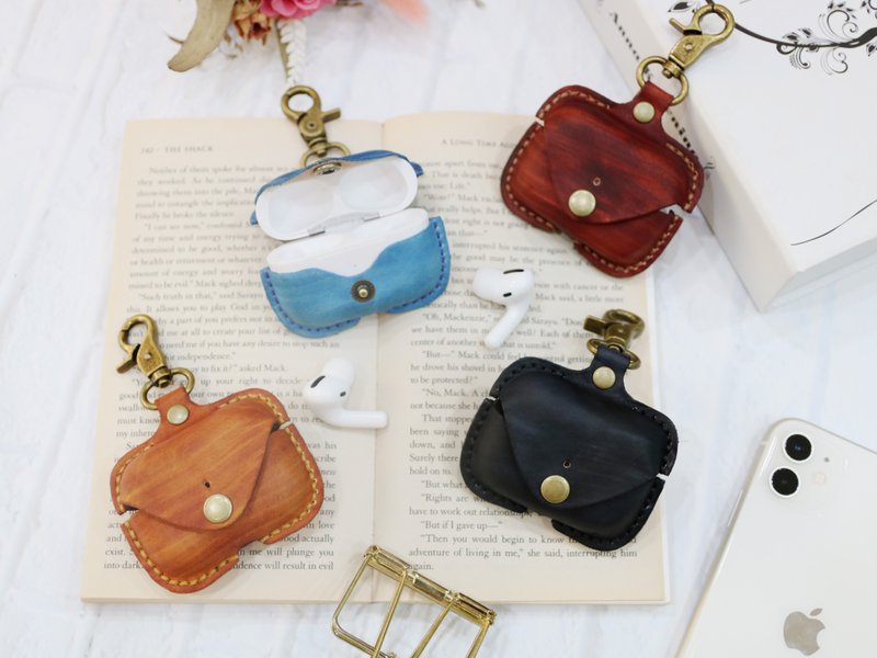 [Material package] Handmade leather goods/AirPods Pro earphone case/Teaching video included/Friendly for beginners - เครื่องหนัง - หนังแท้ สีนำ้ตาล