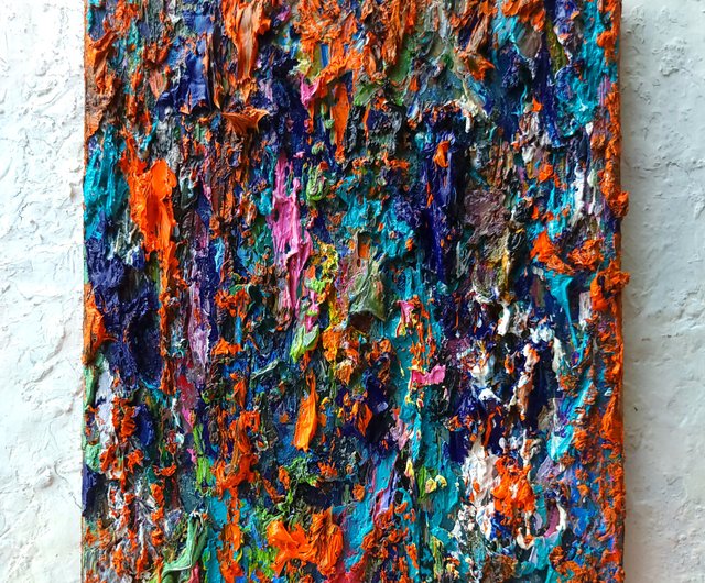 独特の色の抽象的な厚い色の油絵 - ショップ Silvia-painting