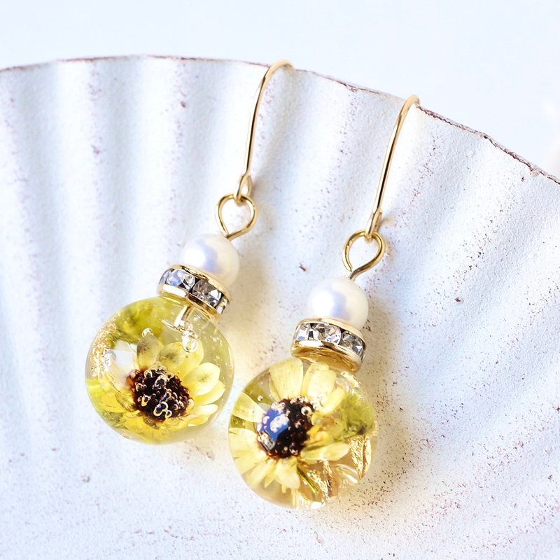 small sunflower jewelry earrings/ Clip-On - Earrings & Clip-ons - Plants & Flowers Yellow