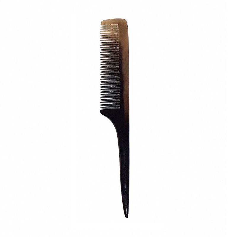 Rat Tail Comb Anti-Static Hair Styling Hair Combs Fine Tooth Buffalo Horn - 髮圈/髮夾 - 環保材質 咖啡色