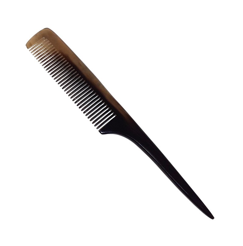 Rat Tail Comb Anti-Static Hair Styling Hair Combs Fine Tooth Buffalo Horn - 髮圈/髮夾 - 環保材質 咖啡色