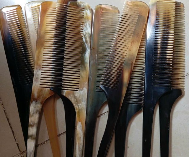 テールコーム 静電気防止 ヘアスタイリングコーム 細歯 水牛の角