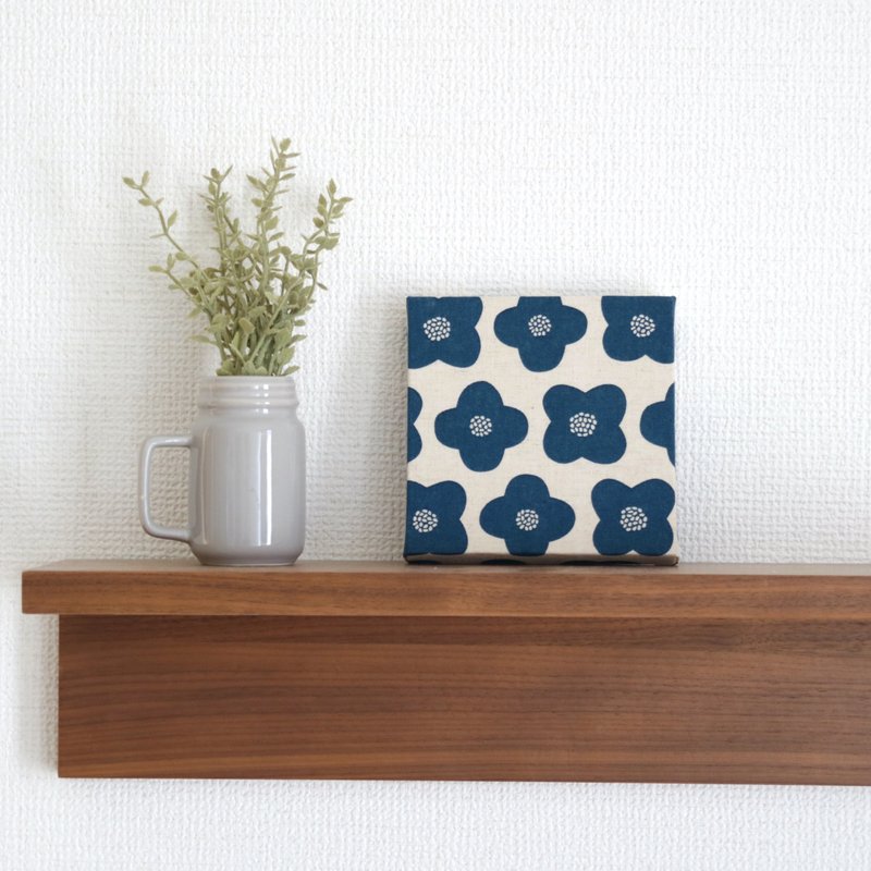 12x12cm ファブリックパネル 【北欧シンプルフラワー ネイビー】 - 壁貼/牆壁裝飾 - 棉．麻 藍色