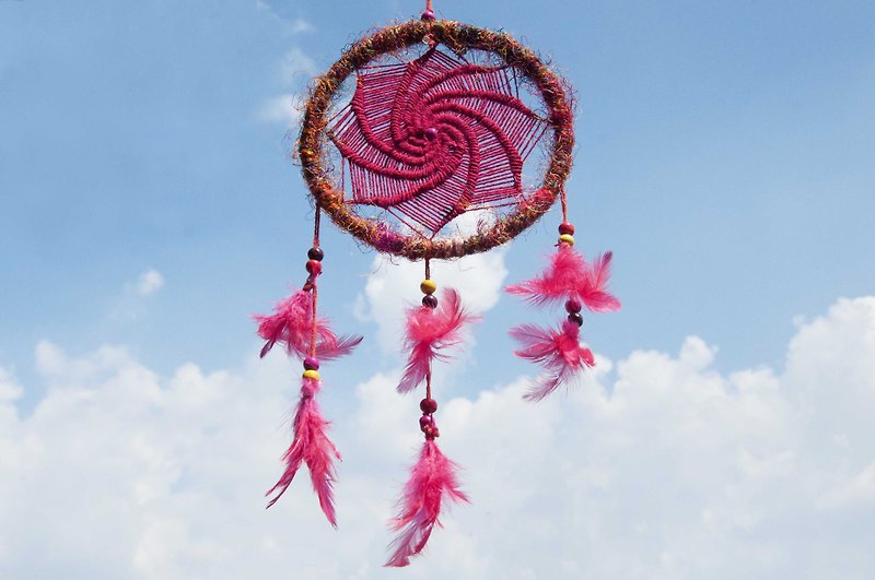 Ethnic style hand-woven cotton and linen South American dream catcher pendant dream Cather-Mandala mandala - ของวางตกแต่ง - ผ้าไหม สีแดง