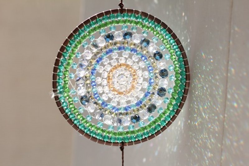 Healing art,greencolor mandala suncatcher made of glass beads - Other - Glass 