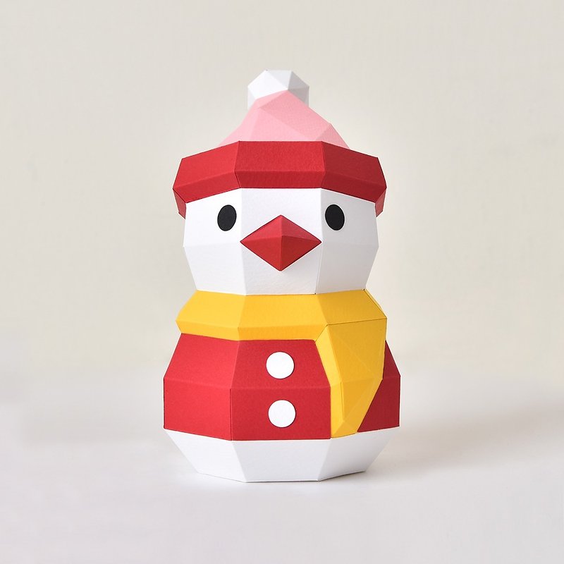 3D Paper Model-Good Finished Products-Holiday Series-Little Snowman-Christmas Ornaments - Wood, Bamboo & Paper - Paper Multicolor